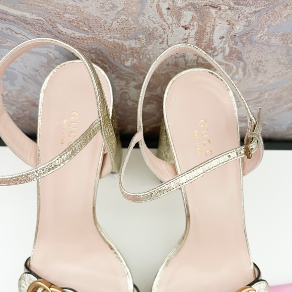 Sold New! Gucci GG Marmont Metallic Gold Sandals - Picture 5 of 10